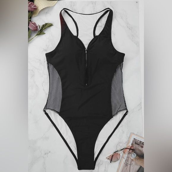 Other - Women's Sexy High Cut Zipper Up V Neck One Piece Monokini Swimwear